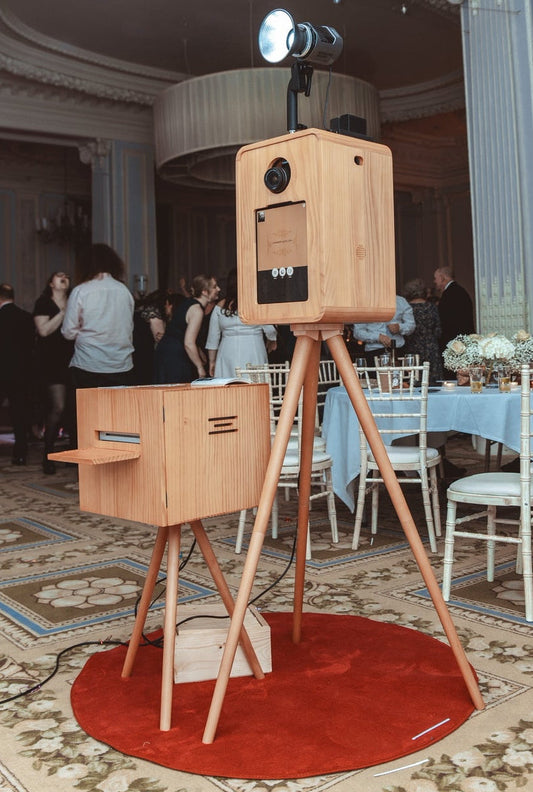Vintage wooden double-screen DSLR and iPad selfie pod photo booth