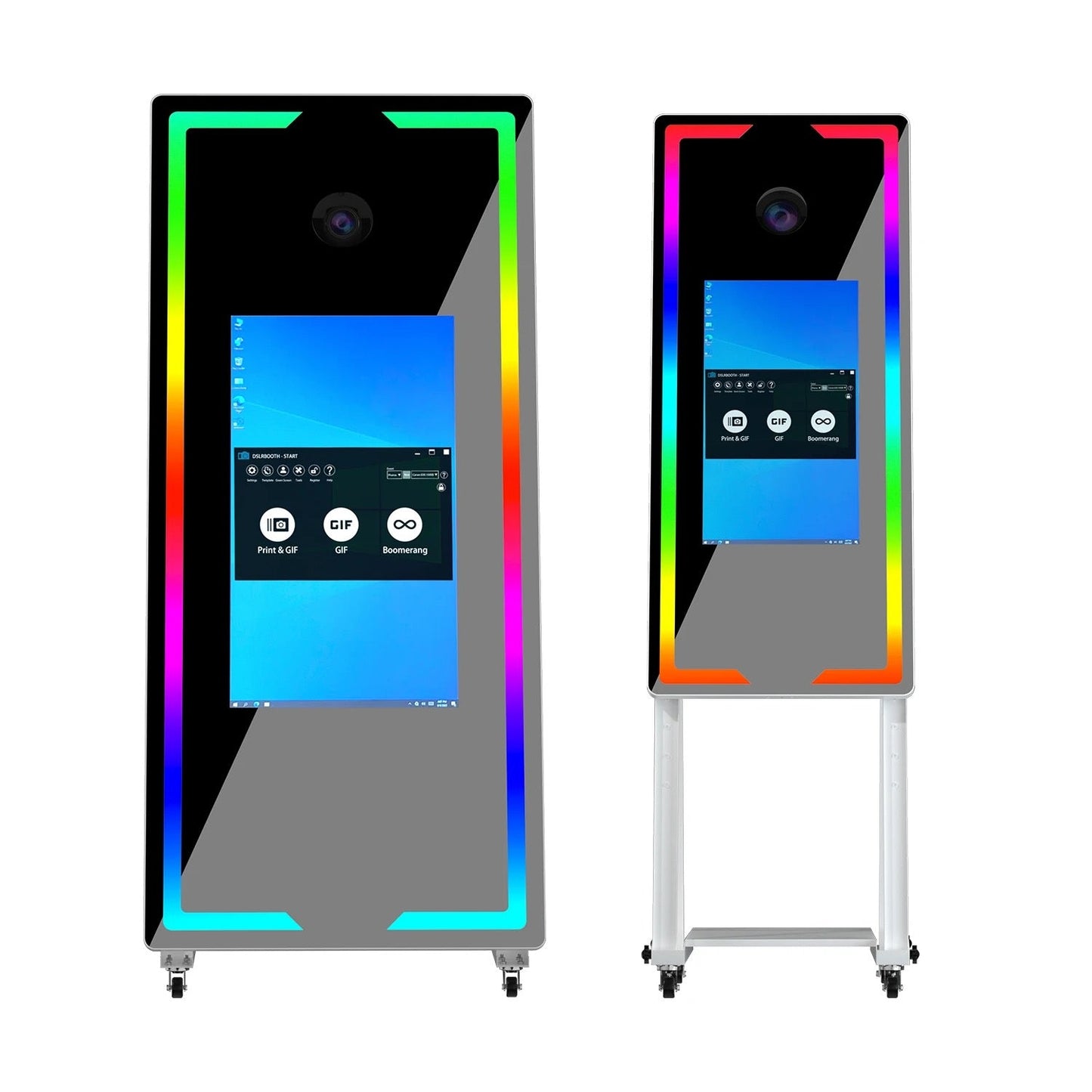 Magic Mirror Photo Booth with Wheels - Touchscreen Mirror Booth