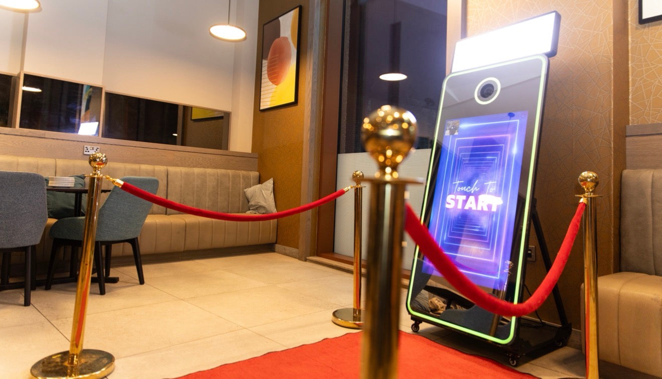 Magic Mirror Photo Booth with Wheels - Touchscreen Mirror Booth