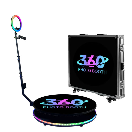 Metal 360 photo booth with spinning platform