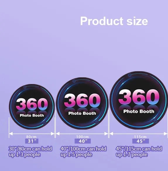 Infinity glass LED 360 photo booth with spinning platform