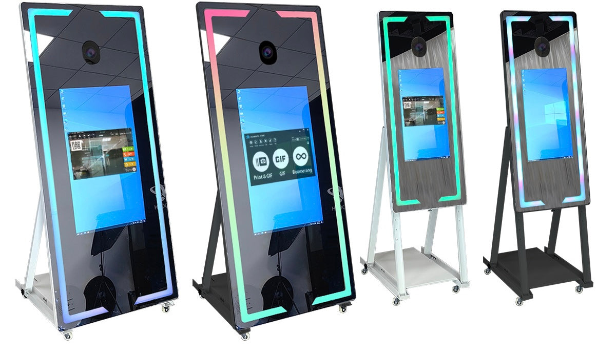 Magic Mirror Photo Booth with Wheels - Touchscreen Mirror Booth