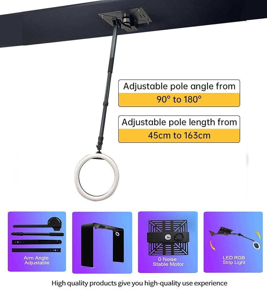 Overhead 360 photo booth with foldable framed platform