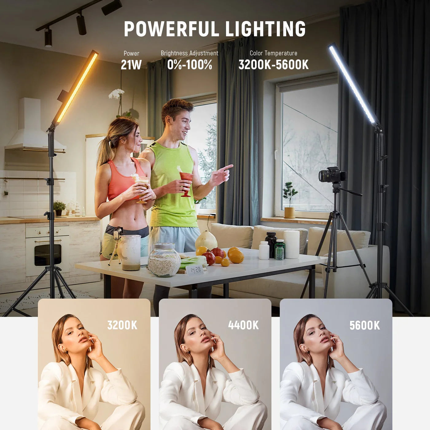 Wireless LED light sticks with stands