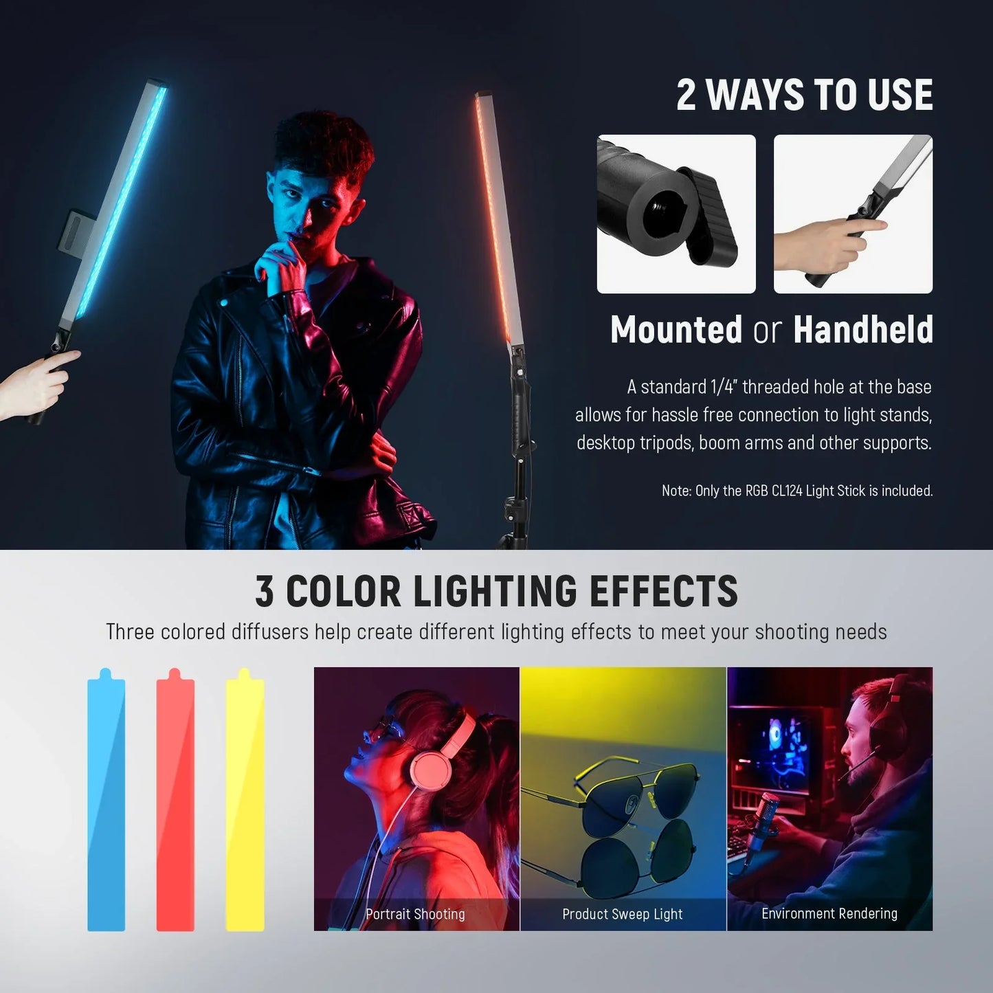Wireless LED light sticks with stands