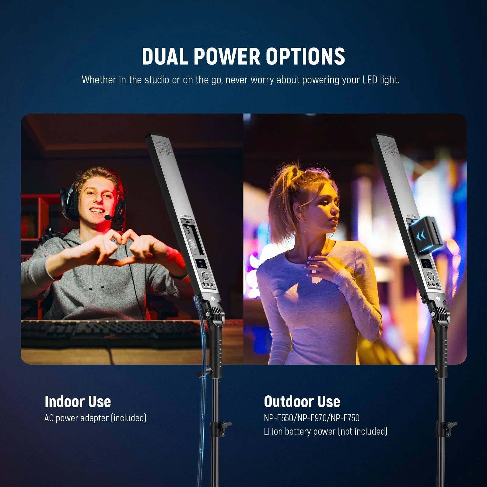 Wireless LED light sticks with stands
