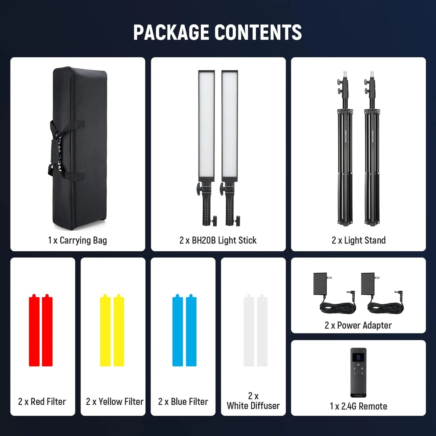 Wireless LED light sticks with stands