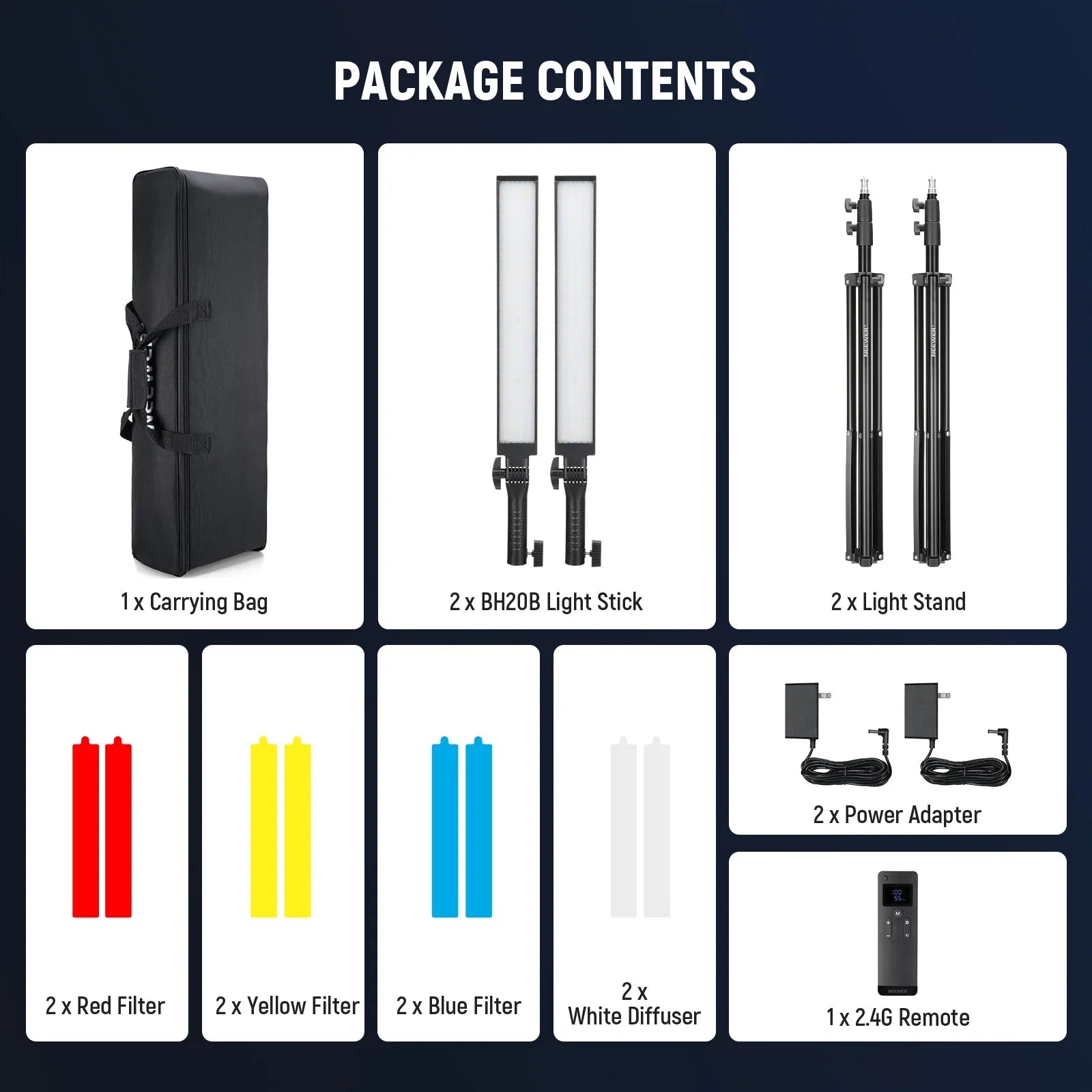 Wireless LED light sticks with stands