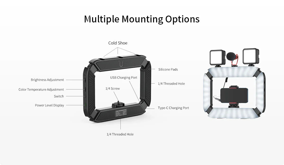 Wireless ring light with USB-C for 360 photo booth